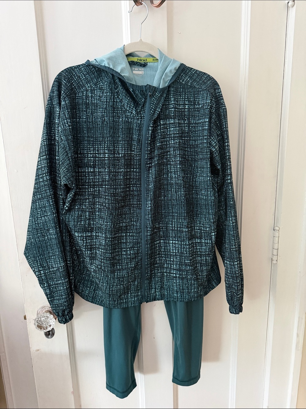 Lightweight Teal Patterned Hooded Jacket